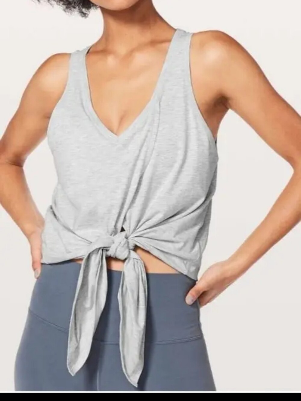 Lululemon Light Gray Tie-Front V-Neck Tank Top